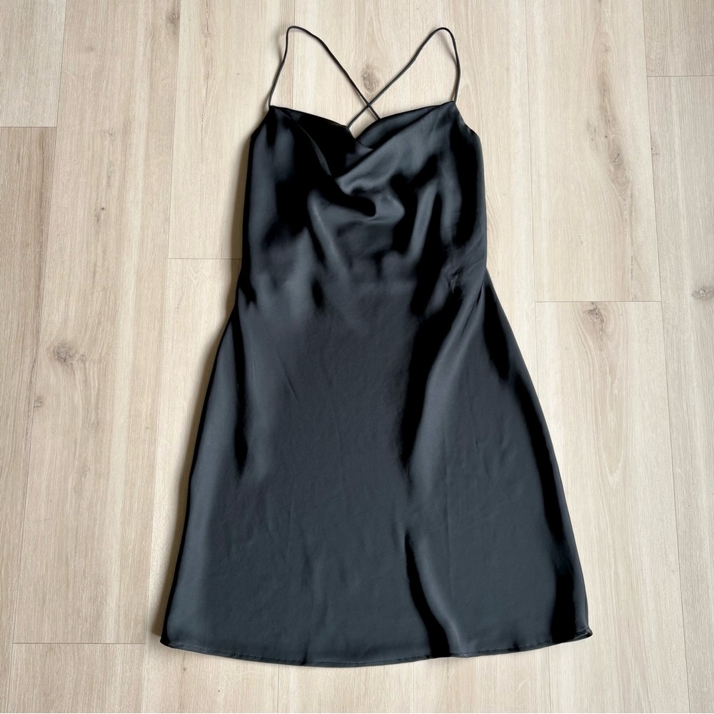 MNG Mango Black Satin Slip Dress size